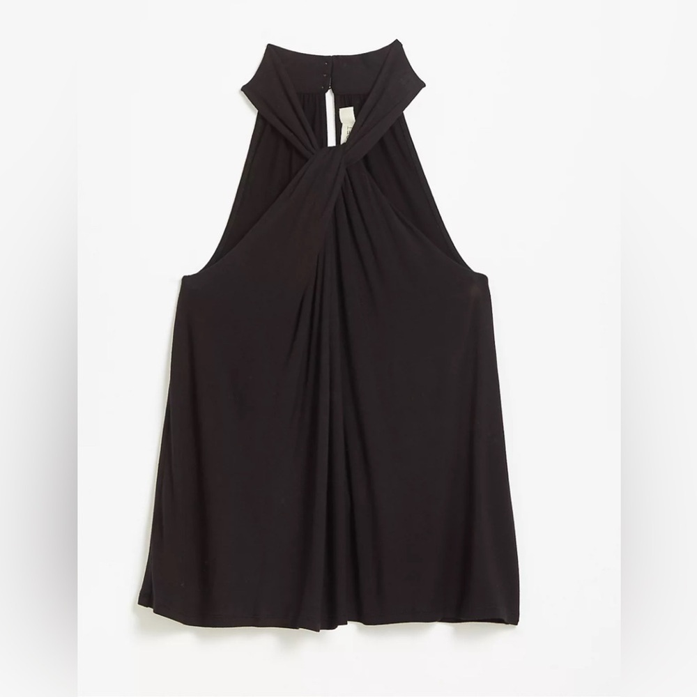 NWT Loft Twist Halter Top High Neck Sleeveless Black Size Large